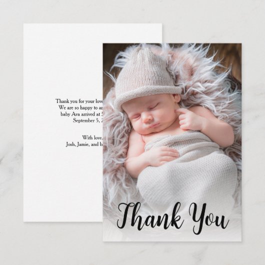 Ankündigung von handgeschriebenem Script Baby Foto (Vorne/Hinten)
