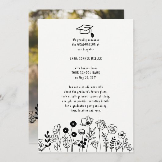 Ankündigung von handgezogenen Blume Abschluss (Vorne/Hinten)