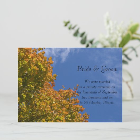 Ankündigung von Herbstlauben und Blue Sky-Ehe (Stehend Vorderseite)