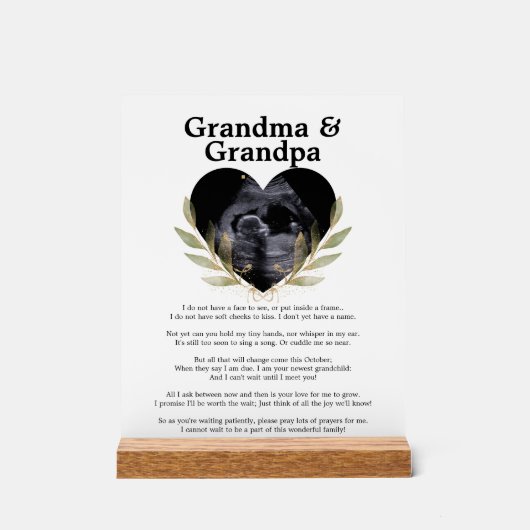 Ankündigung von Herzinfarkt Großmutter Opa Schwang Acrylschild (Vorderseite)