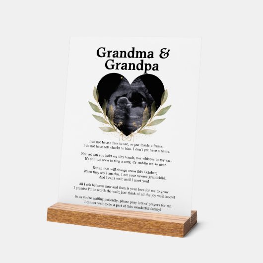 Ankündigung von Herzinfarkt Großmutter Opa Schwang Acrylschild (Winkel)