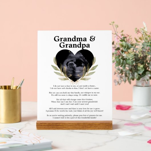 Ankündigung von Herzinfarkt Großmutter Opa Schwang Acrylschild (Hochzeit)