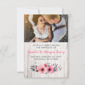 Ankündigung von Hochzeiten in rustikalem Holz (Vorderseite)