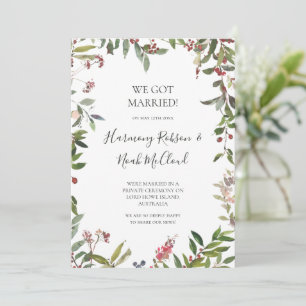 Ankündigung von Holiday Botanical White Elopement
