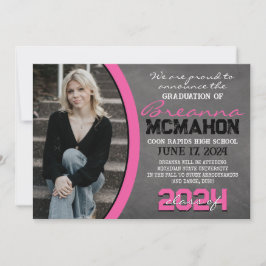 Ankündigung von Hot Pink Chalkboard Abschluss Foto