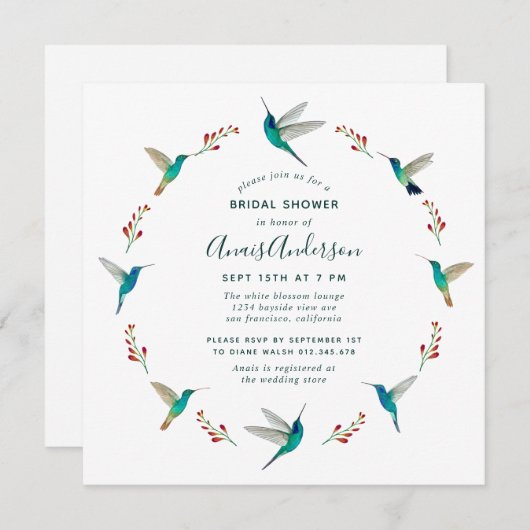 Ankündigung von Hummingbird Brautparty (Vorne/Hinten)