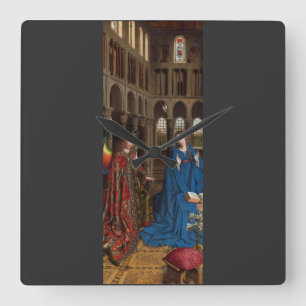 Ankündigung von Jan van Eyck Quadratische Wanduhr