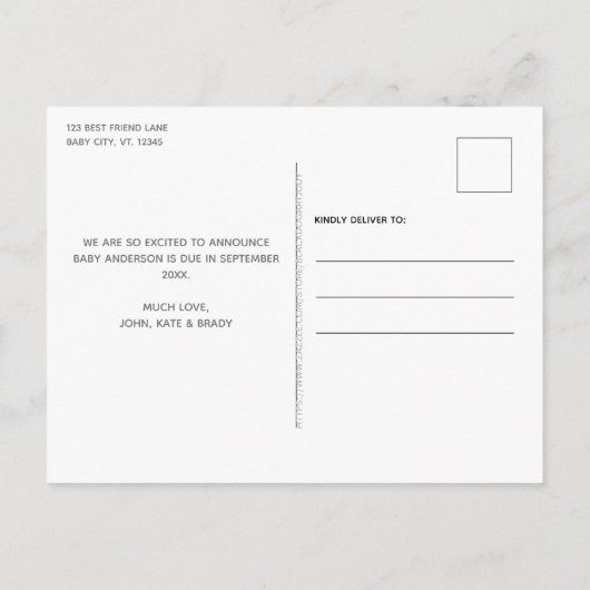 Ankündigung von Kinderschwangerschaft (Rückseite)