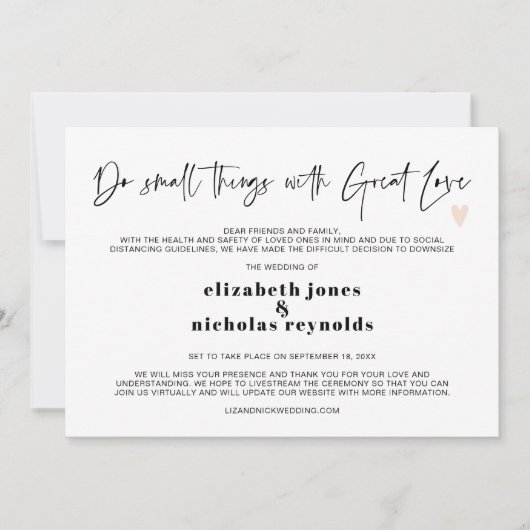 Ankündigung von Kleinsthochzeiten (Vorderseite)