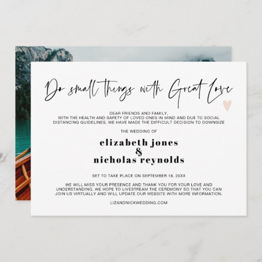 Ankündigung von Kleinsthochzeiten (Vorne/Hinten)