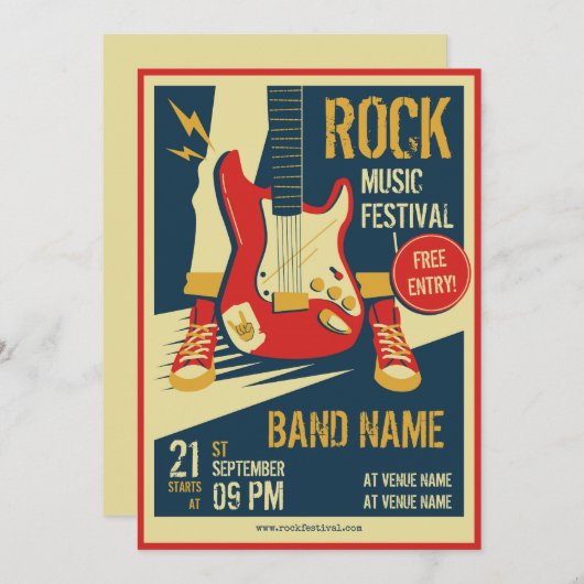 Ankündigung von Konzerten im Retro-Stil (Vorne/Hinten)