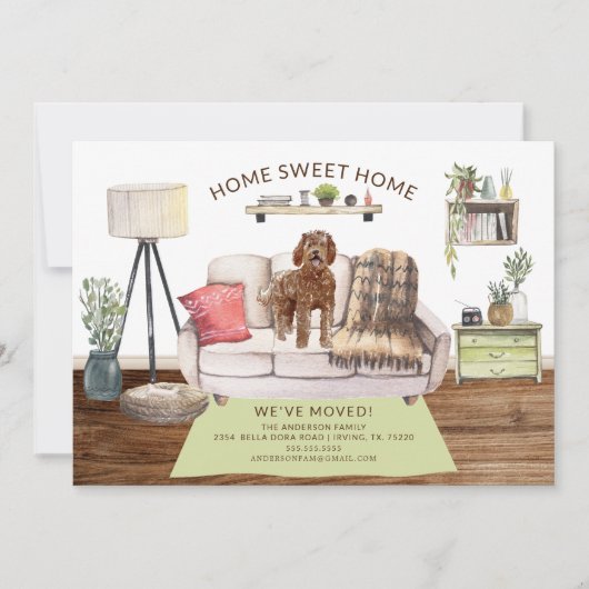 Ankündigung von Labradoodle Hund Moving (Vorderseite)