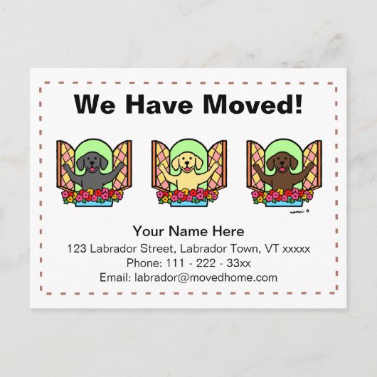 Ankündigung von Labrador Hunde Cartoon Moving (Vorderseite)