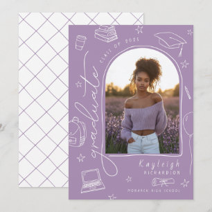 Ankündigung von Lavender Retro Foto Abschluss