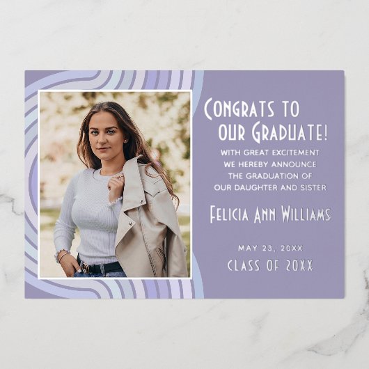 Ankündigung von Lavender Violet Gold Foil Abschlus (Vorderseite)