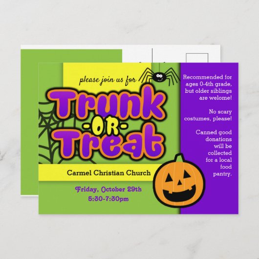 Ankündigung von Leckerei- oder Fernpostkartenveran Postkarte (Vorne/Hinten)