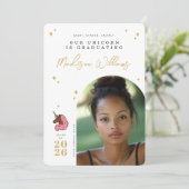 Ankündigung von Light Pink Afro Unicorn Abschluss (Stehend Vorderseite)