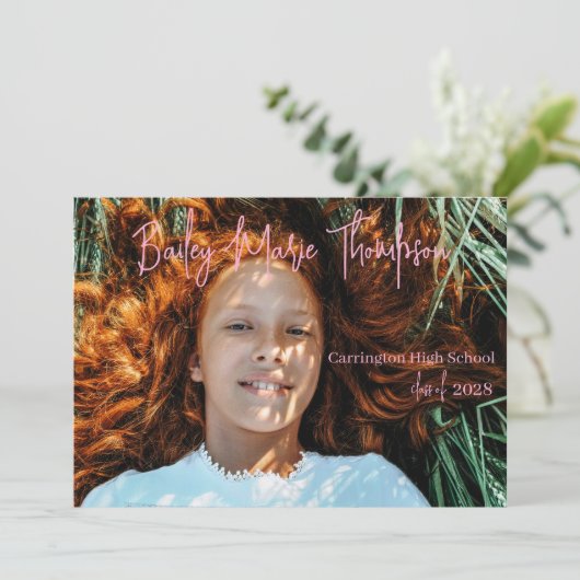 Ankündigung von Light Pink Foto Abschluss (Stehend Vorderseite)