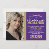 Ankündigung von lila & Bronze Gold Abschluss Foto (Vorderseite)