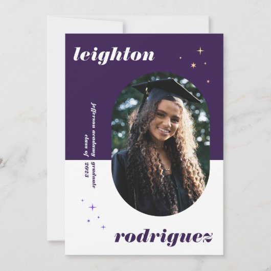 Ankündigung von "lila Fun Rounded Foto Abschluss" (Vorderseite)