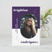 Ankündigung von "lila Fun Rounded Foto Abschluss" (Stehend Vorderseite)