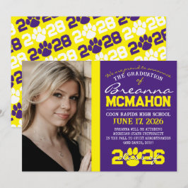 Ankündigung von lila- und Gelbpaw-Print-Abschlüsse