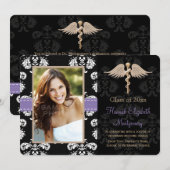 Ankündigung von Lila Vet School Graduation Einladu (Vorne/Hinten)