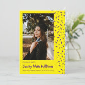Ankündigung von lila Yellow Confetti Abschluss (Stehend Vorderseite)