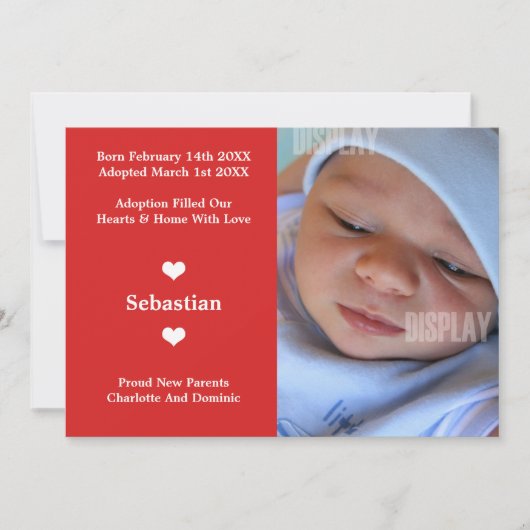 Ankündigung von Little Heart New Baby Adoption (Vorderseite)