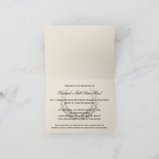 Ankündigung von Logoschulen oder Hochschuldiplomen (Innenseite)