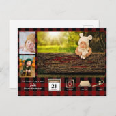 Ankündigung von Lumberjack BABY STATS Foto Collage Postkarte (Vorne/Hinten)