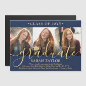 Ankündigung von Magnetic Foto Navy & Gold Abschlus (Vorne/Hinten)