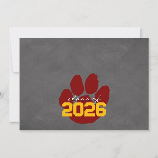 Ankündigung von Maroon & Gold Paw Print Abschluss (Rückseite)