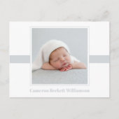 Ankündigung von Minimal Baby Foto Birth Postkarte (Vorderseite)