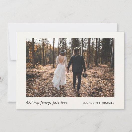 Ankündigung von Minimal Foto Elopement Creme (Vorderseite)