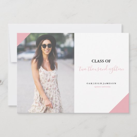 Ankündigung von Minimal-Pink-Kalligraphie-Grad-Fot (Vorderseite)