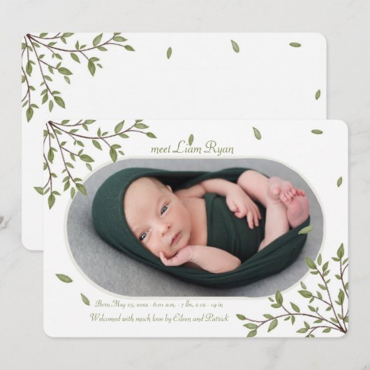 Ankündigung von Minimalistischem Foto Frame Birth (Vorne/Hinten)