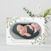 Ankündigung von Minimalistischem Foto Frame Birth (Stehend Vorderseite)