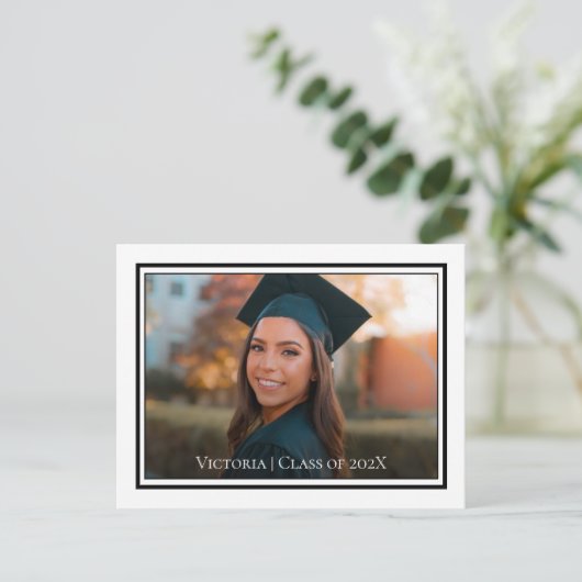 Ankündigung von Minimalistischen Abschlüssen Postk (Stehend Vorderseite)