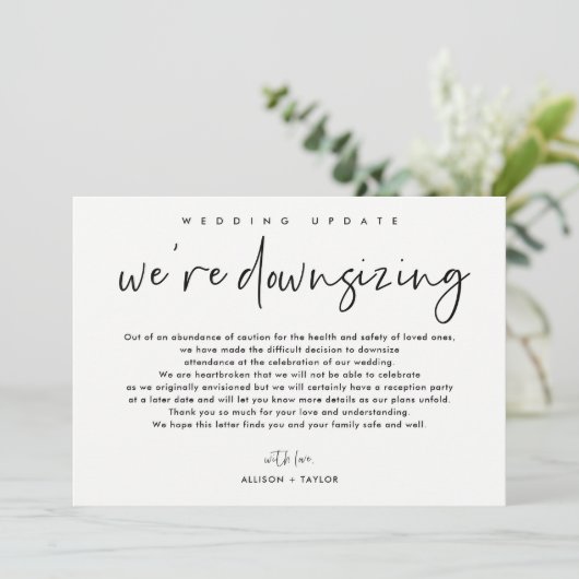 Ankündigung von Minimalistischen Hochzeitaktualisi (Stehend Vorderseite)