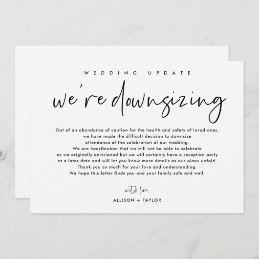 Ankündigung von Minimalistischen Hochzeitaktualisi (Vorne/Hinten)