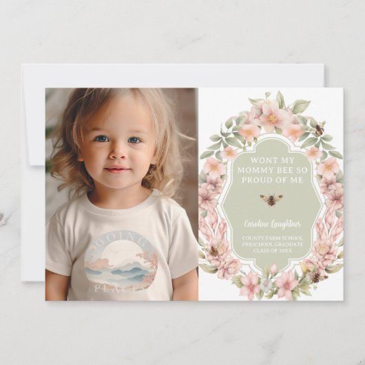 Ankündigung von Mommy Bee Proud Preschool Abschlus (Vorderseite)