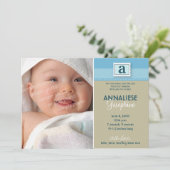 Ankündigung von Monogram Birth :: blau (Stehend Vorderseite)