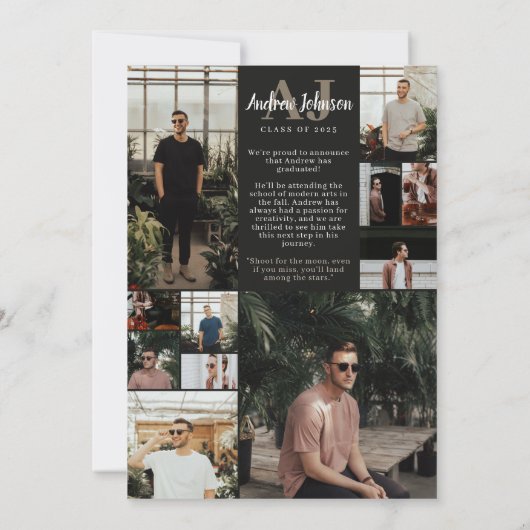 Ankündigung von Monogram Initials Abschluss für Ty (Rückseite)