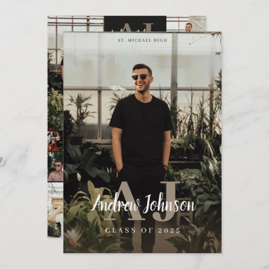 Ankündigung von Monogram Initials Abschluss für Ty (Vorne/Hinten)