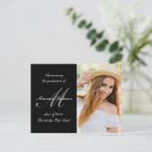 Ankündigung von monogramm-Kalligraphie-Abschlüssen Postkarte (Stehend Vorderseite)