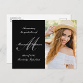 Ankündigung von monogramm-Kalligraphie-Abschlüssen Postkarte (Vorne/Hinten)