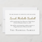 Ankündigung von Music Abschluss Treble Clef Grad (Rückseite)