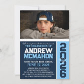 Ankündigung von Navy & Baby Blue Abschluss Foto (Vorderseite)