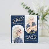 Ankündigung von Navy Blue 2 Arched Foto Abschluss (Stehend Vorderseite)